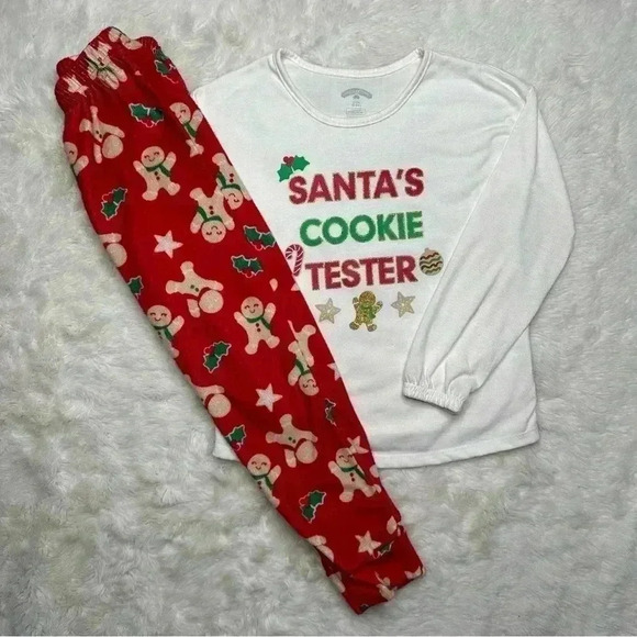 Holiday Time Christmas Santa’s Cookie Tester Pajamas White / Red / Green Size SM - Picture 1 of 16
